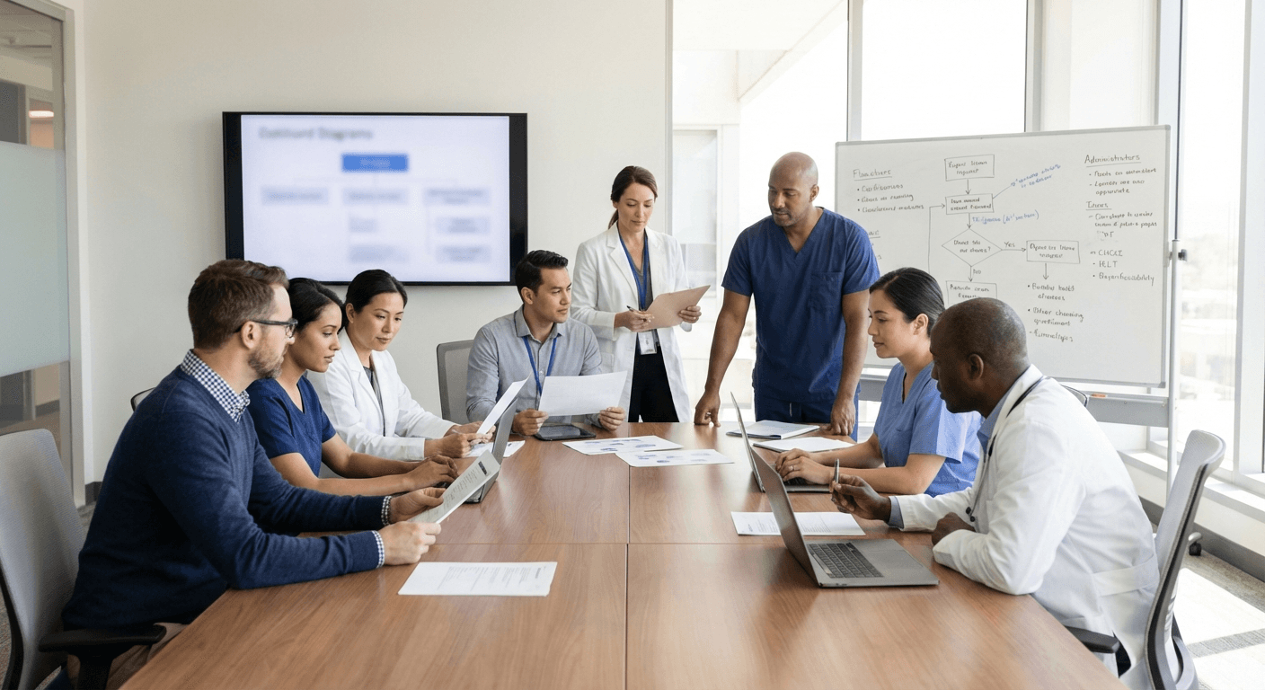 Healthcare IT implementation planning session focused on resilience and incident readiness.