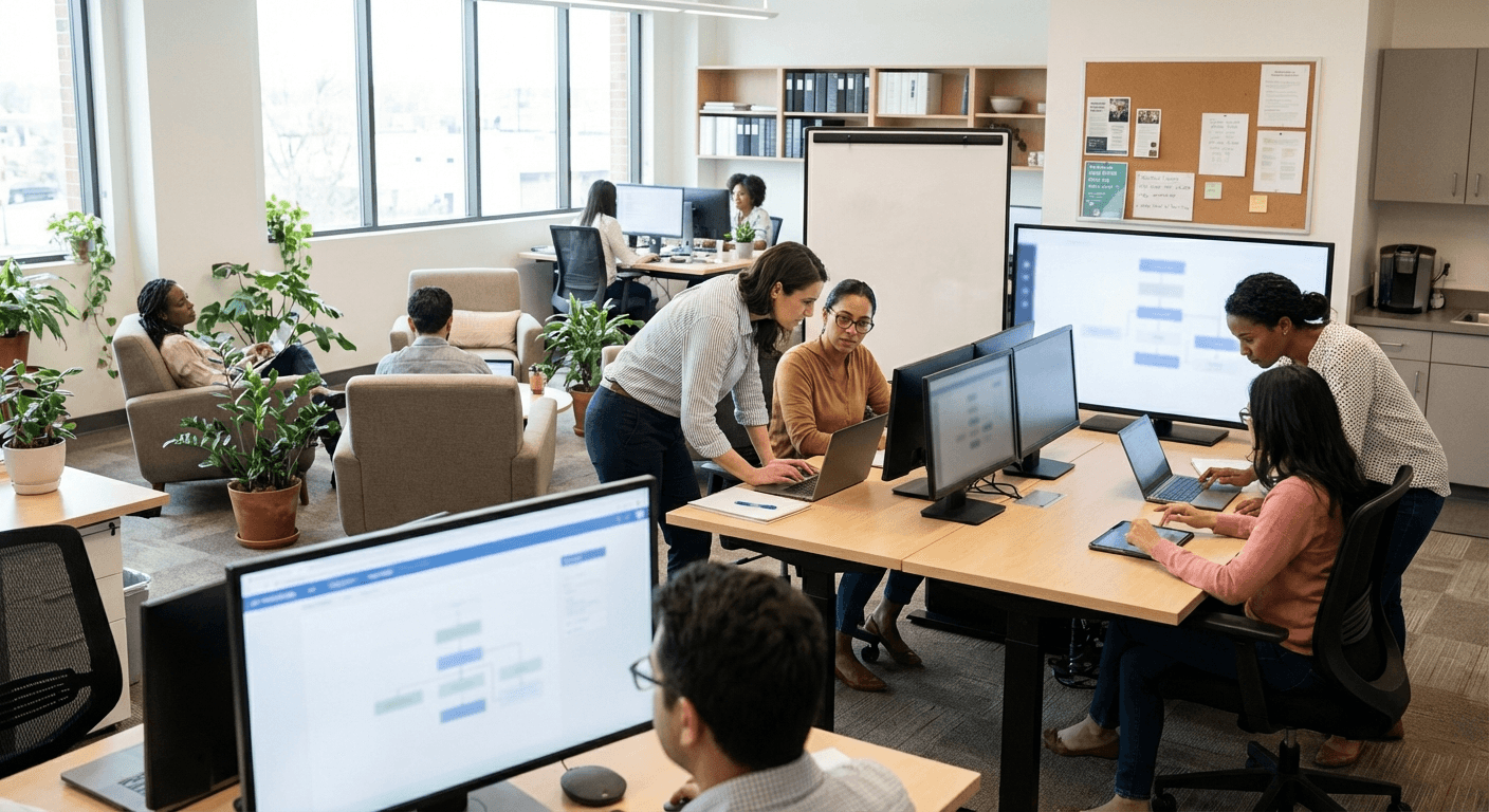 Nonprofit leadership and operations team coordinating mission-critical technology priorities.